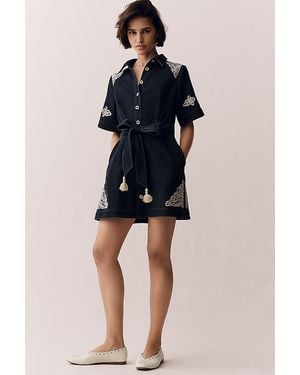 En Saison Natalia Short-Sleeve Shirt Dress - Blue