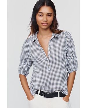 Pilcro The Tallulah Puff-Sleeve Buttondown Top By - Brown