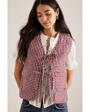Damson Madder Reversible Check Arte Gilet - Red