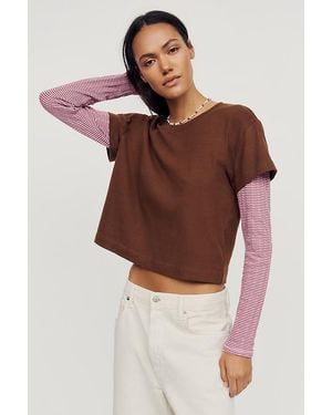 Pilcro Double Layered Long-Sleeve T-Shirt - Blue