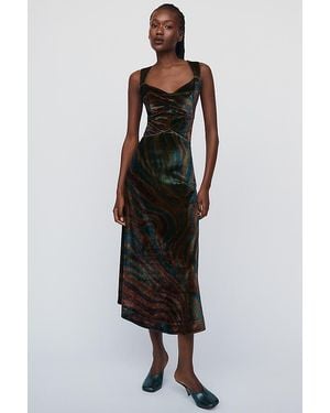 Maeve Jocelyn Velvet Midi Dress - Black