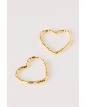 Enamel Copenhagen Medium Heart Hoop Earrings - Natural