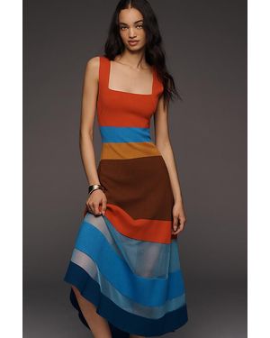Maeve Sleeveless Blocked Knit Midi Dress - Blue