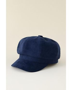By Anthropologie Faux-Suede Baker Boy Hat - Blue
