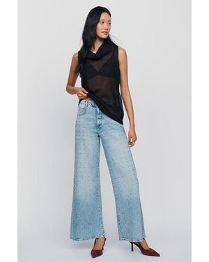 Pilcro Adi High-Rise Wide-Leg Studded Jeans - Blue