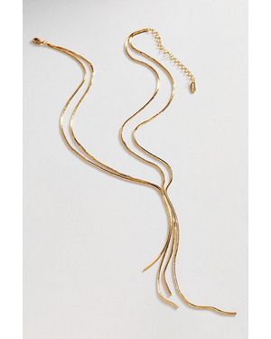 Anthropologie Fringe Y-Neck Necklace - White