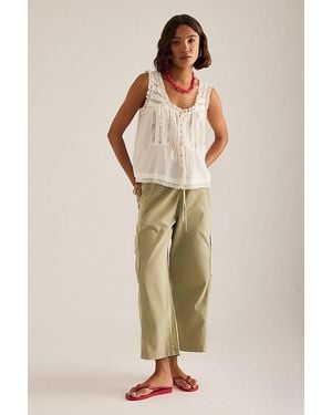 Pilcro The Izzie Relaxed Pull-On Cargo Barrel Trousers By - Natural