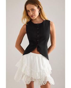 Object Mista Mid-Rise Broderie Shorts - Black