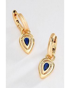 By Anthropologie Pear Crystal Huggie Hoop Earrings - Metallic