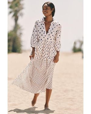 Celandine The Carolita Printed Tiered Shirt Dress By - Natural
