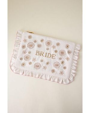 Elizabeth Scarlett Bride Embroidered Pouch - Natural