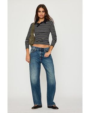 Pistola Lexi Mid-Rise Bowed Straight-Leg Jeans - Blue