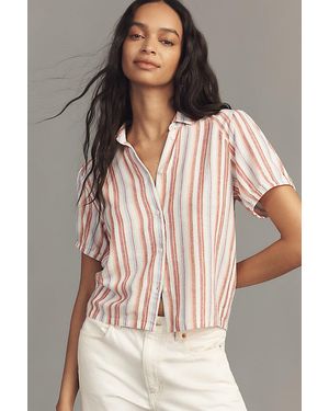 Cloth & Stone Puff-Sleeve Buttondown Top - Natural
