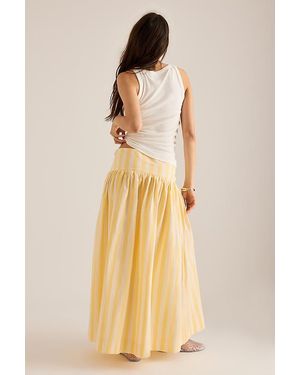 The Tiny Big Sister Stripe Basque-Waist Midi Skirt - Natural