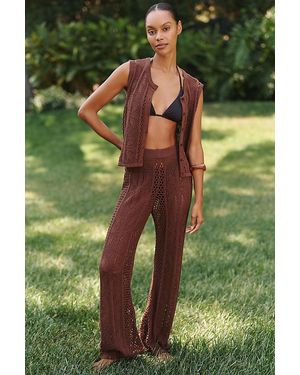 Celandine Bloom Crochet High-Rise Trousers - Green