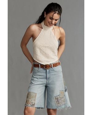 Pilcro The Adi Mid-Rise Relaxed Shorts By Patchwork Edition - Grey