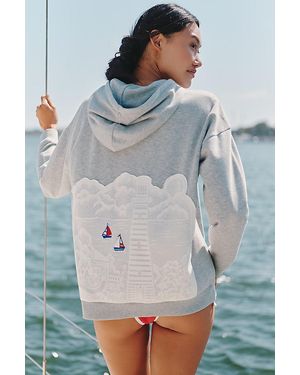 Celandine Lighthouse Appliqué Hoodie - Grey