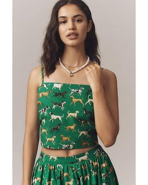 Maeve Straight-Neck Crop Tank Top - Green