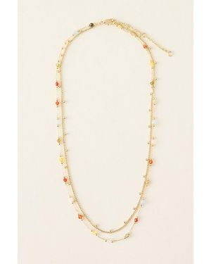 Anthropologie Delicate Beaded Layered Necklace - Natural