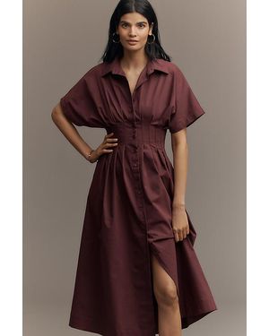 Exquise The Tobie Button-Front Pleated Shirt Dress By - Brown