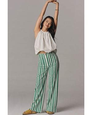 The Colette Collection by Maeve The Colette Full-Length Wide-Leg Trousers By Maeve: Linen-Blend Edition - Green