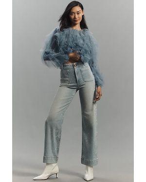 Maeve The Colette Cropped High-Rise Wide-Leg Jeans By Sparkle Edition - Grey