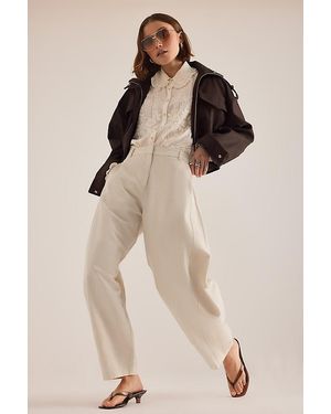 By Anthropologie Aiden Linen-Blend Barrel Trousers - Natural