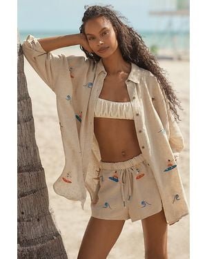 Celandine Relaxed Linen Drawstring Shorts - Natural
