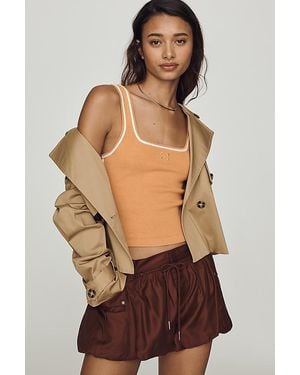 Maeve Square-Neck Logo Knit Tank Top - Brown