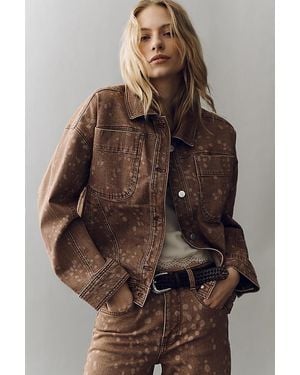 Pilcro Deer Print Denim Jacket - Brown