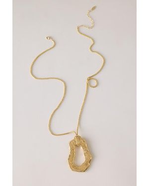 By Anthropologie Plated Hammered Pendant Necklace - Natural