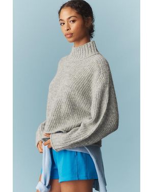 Pilcro Mock-Neck Chunky Jumper - Blue