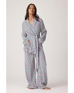 It's 9pm Rizzo Bespa Cream Suit Long Pyjama Set - Grey