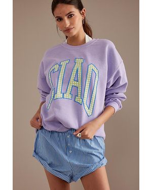 Maeve Ciao Oversized Crew Neck Sweatshirt - Blue
