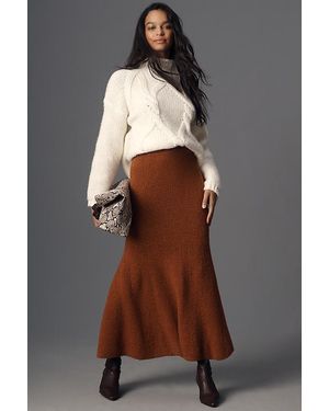 Maeve Fit & Flare Knit Midi Skirt - Brown