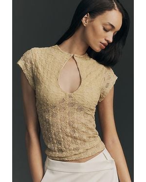 By Anthropologie Keyhole High-Neck Lace Top - Black