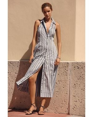 Pilcro Sleeveless Snap-Front Midi Shirt Dress - Brown