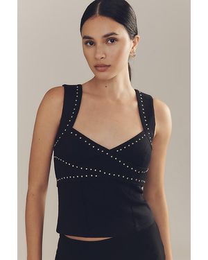 By Anthropologie Twist-Front Studded Tank Top - Blue