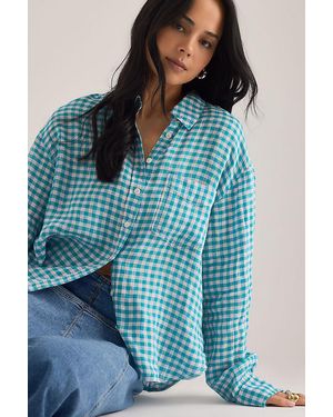 Maeve The Shrunken Linen Bennet Buttondown Shirt By - Blue