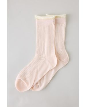 By Anthropologie Delicate Double-Cuff Socks - Pink