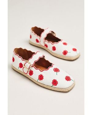 Maeve Scalloped Edge Espadrille Mary Jane Flats - Pink