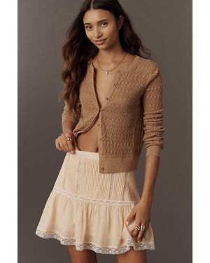 By Anthropologie Lace Frill Mini Skirt - Brown