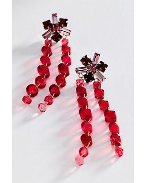 By Anthropologie Drippy Crystal Earrings - Red