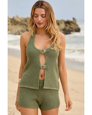 Celandine Nautical Buckle Knit Shorts - Green