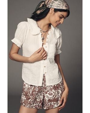 Pilcro The Keira Collared Button-Front Blouse By - White