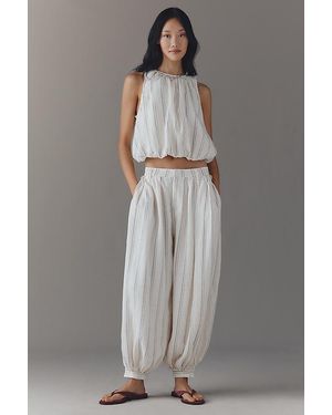 By Anthropologie Modern Genie Linen Balloon Trousers - Grey