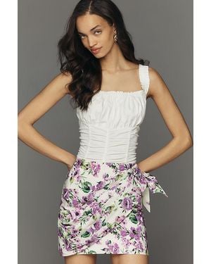 By Anthropologie Floral Wrap Mini Skirt - Grey