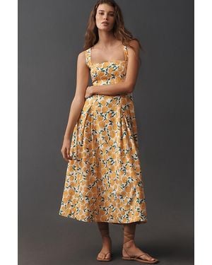 Maeve Printed A-Line Halter Midi Dress - Grey