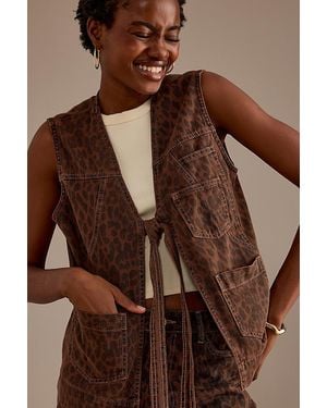 Damson Madder Dilly Tie-Front Gilet - Brown