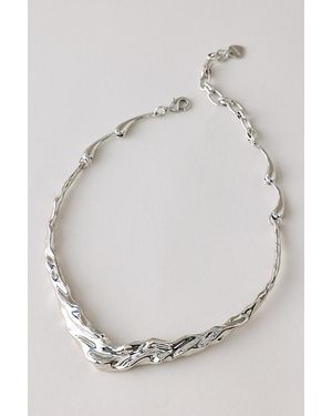 Anthropologie Hammered Sculptural Collar Necklace - White